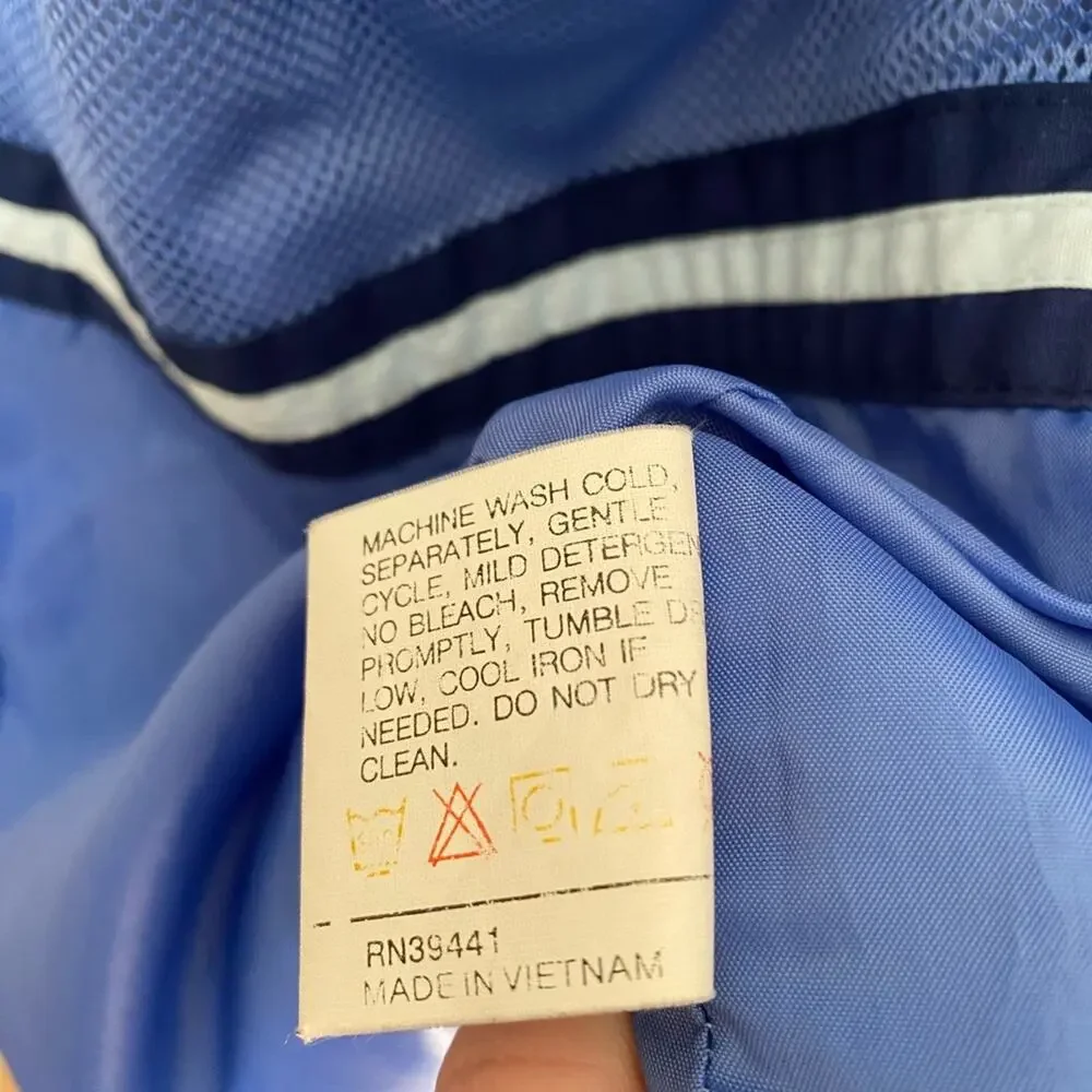 Vintage Pacific Trail Jacket Windbreaker Snap Hood Blue Womens Petite Small EUC